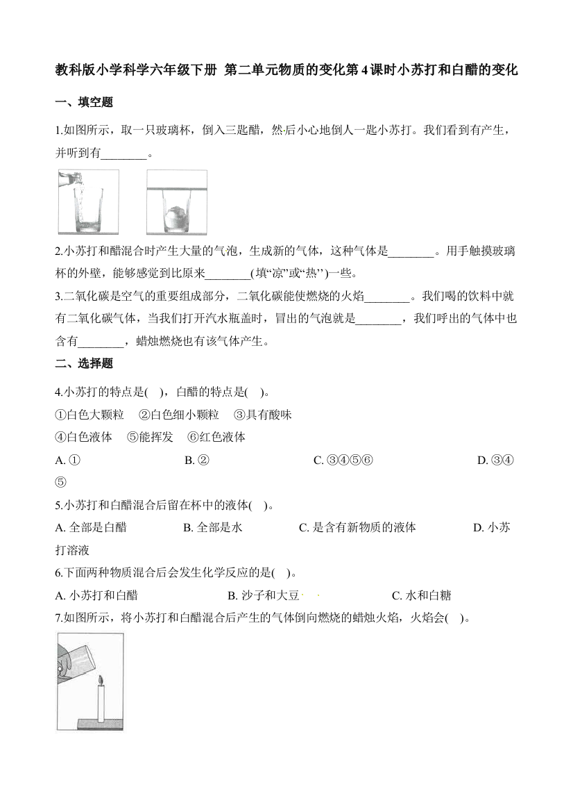 教科版小学科学六年级下册