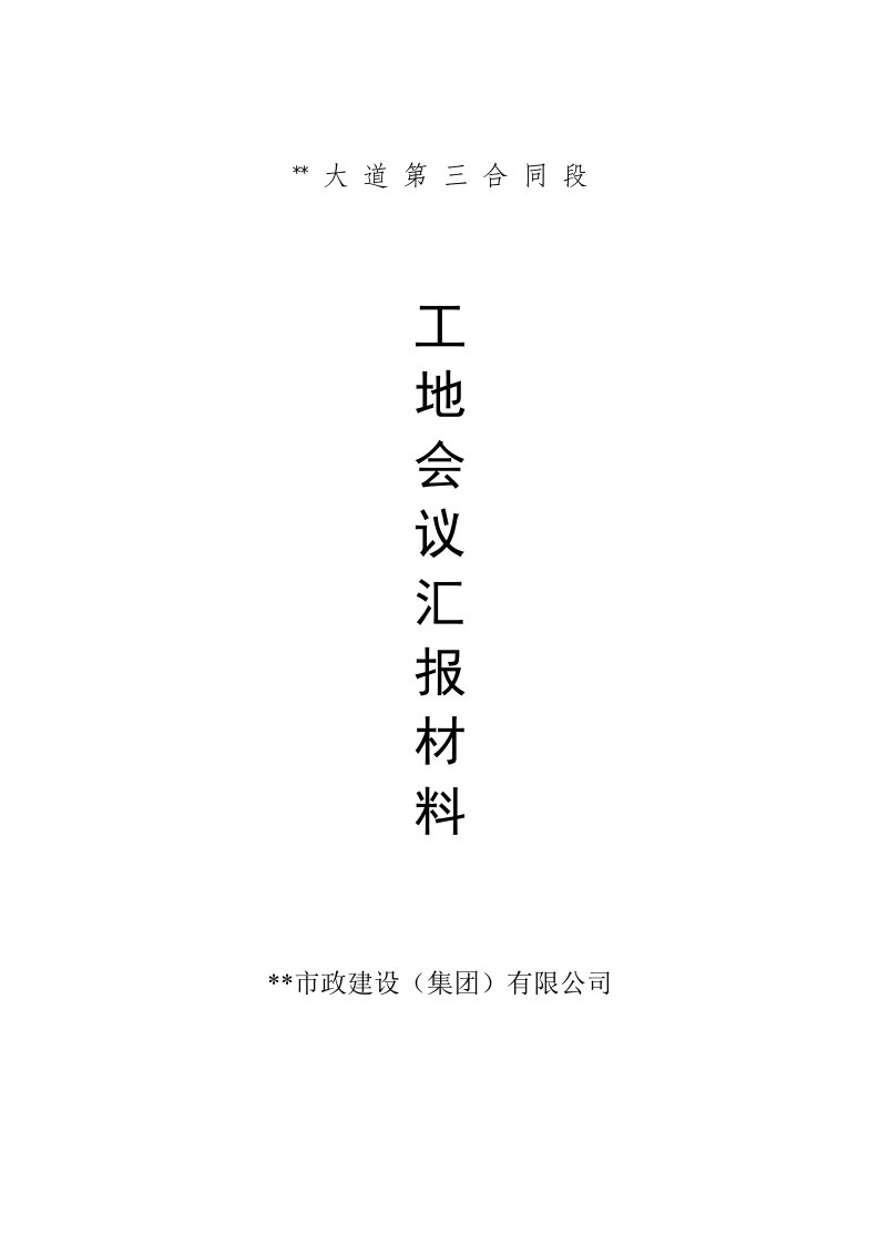 某道路工程第一次工地例会施工单位汇报材料