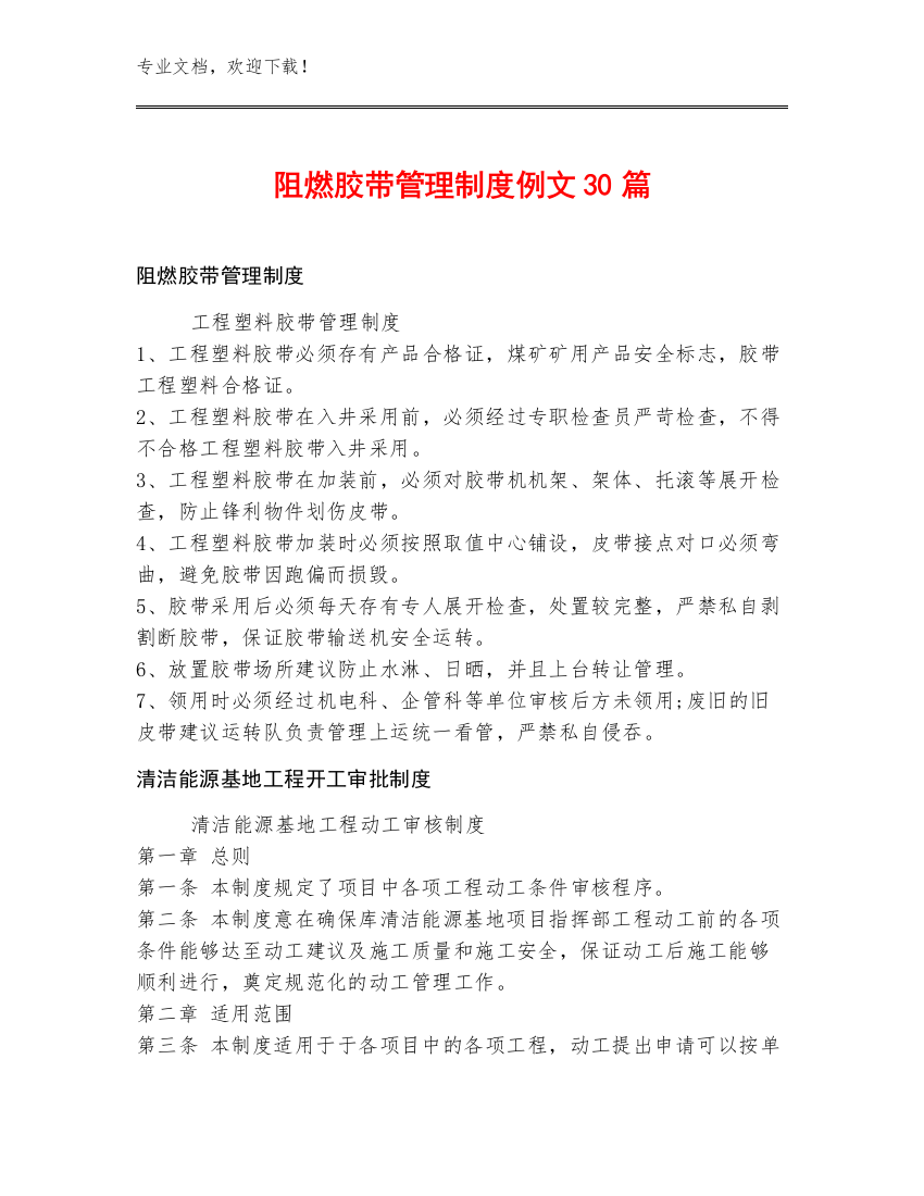 阻燃胶带管理制度例文30篇