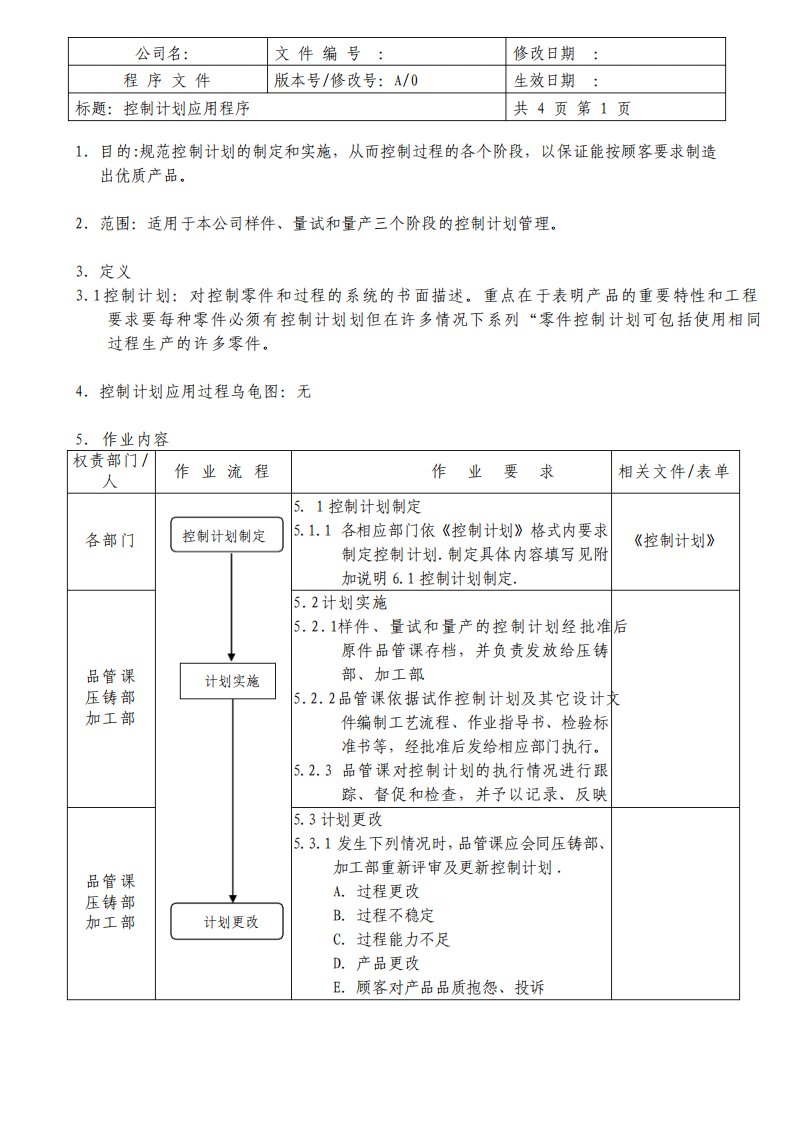 控制计划应用程序