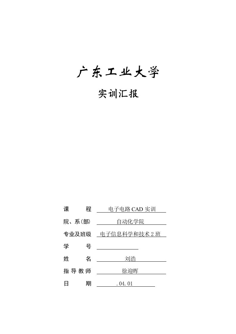 电子电路CAD实训总结报告格式