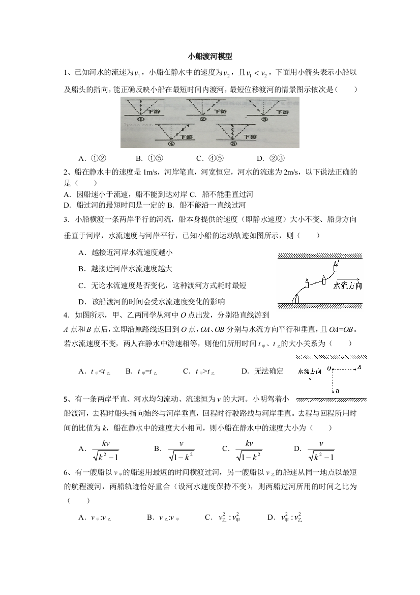 小船渡河模型