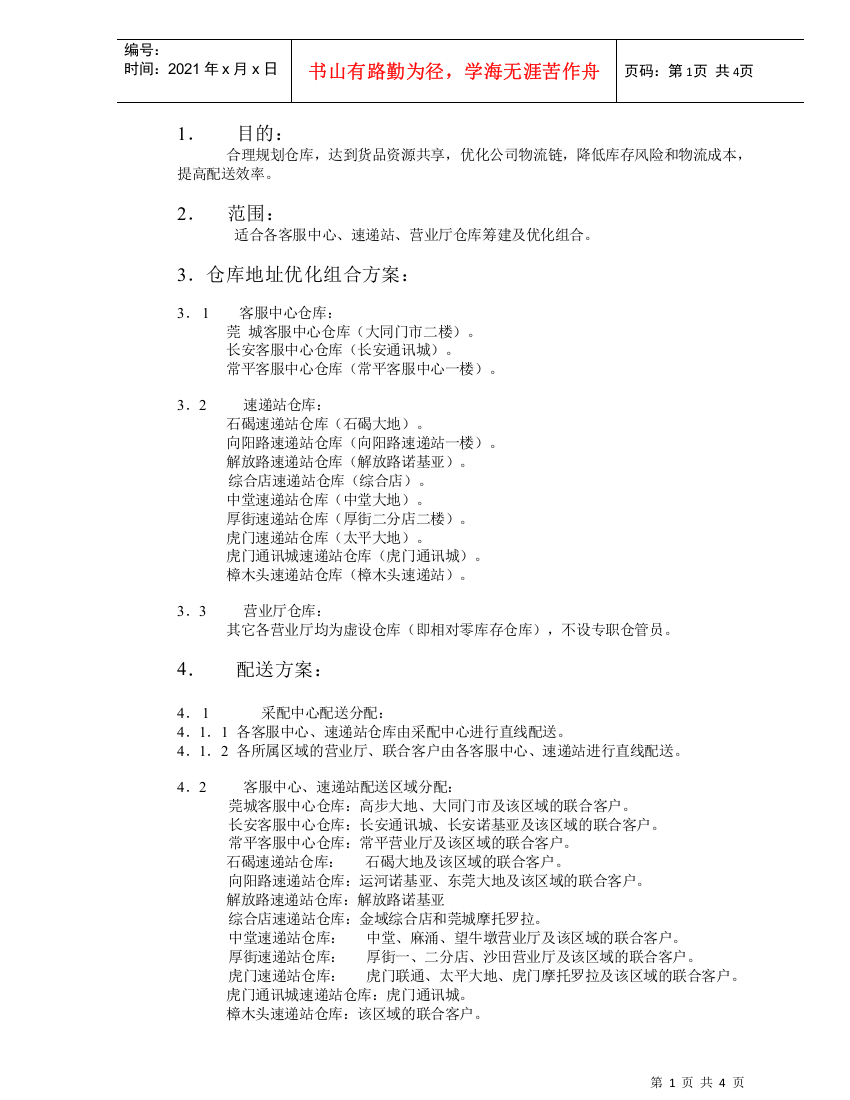 仓库资源优化方案