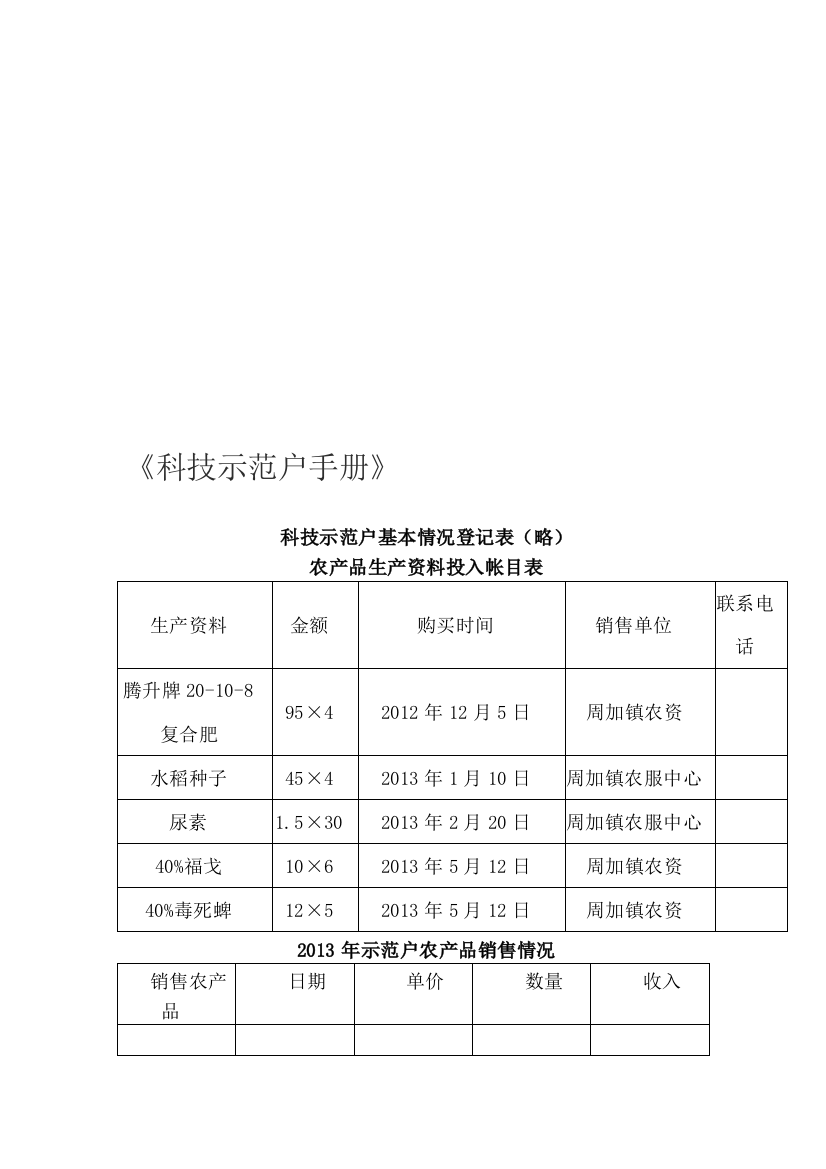 周嘉镇科技示范户手册