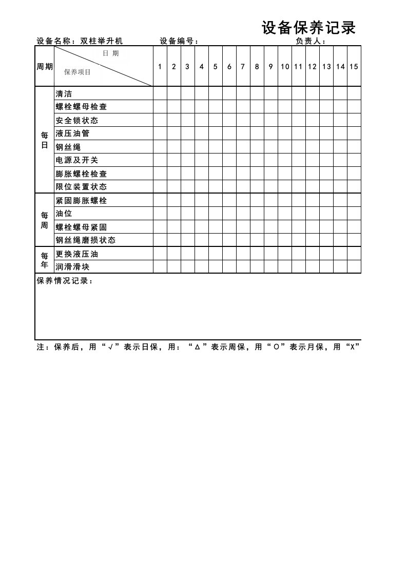 设备保养记录