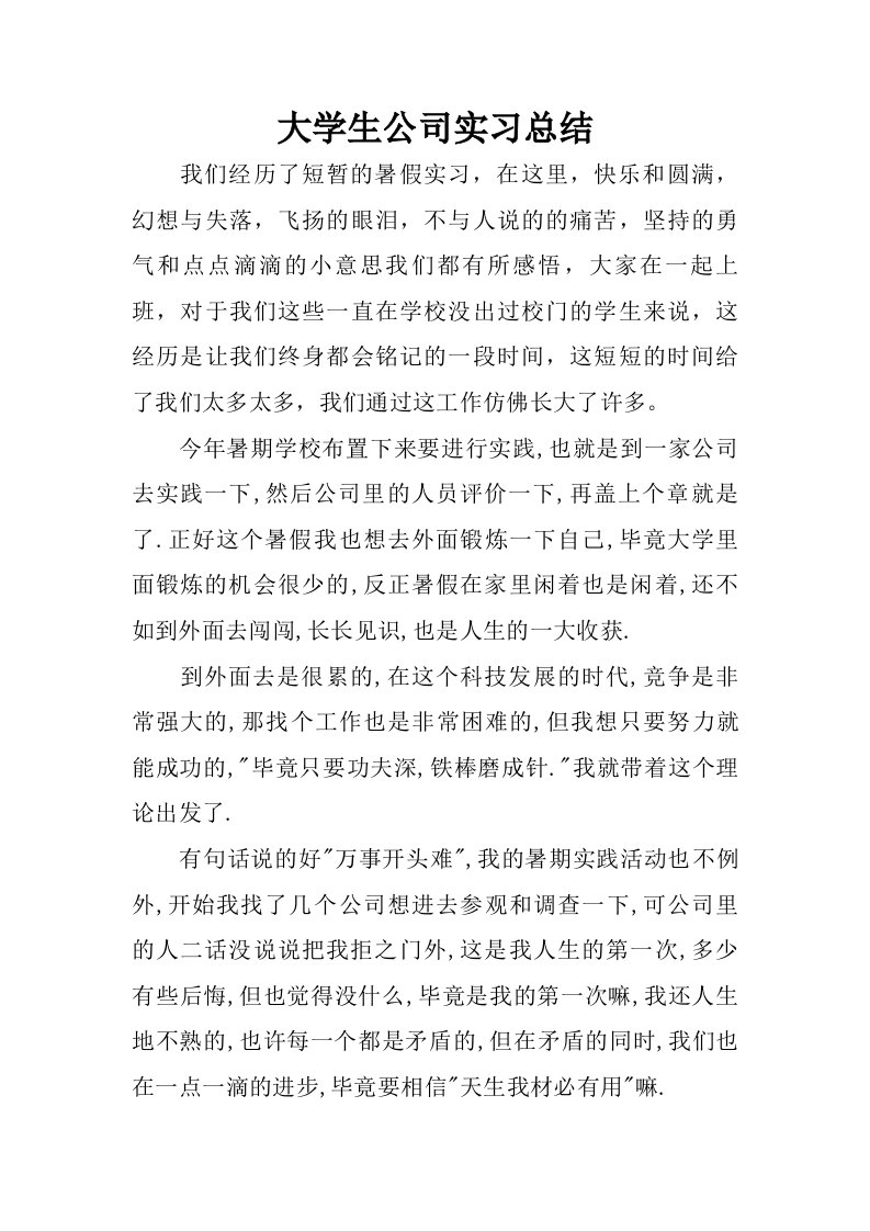 大学生公司实习总结.doc