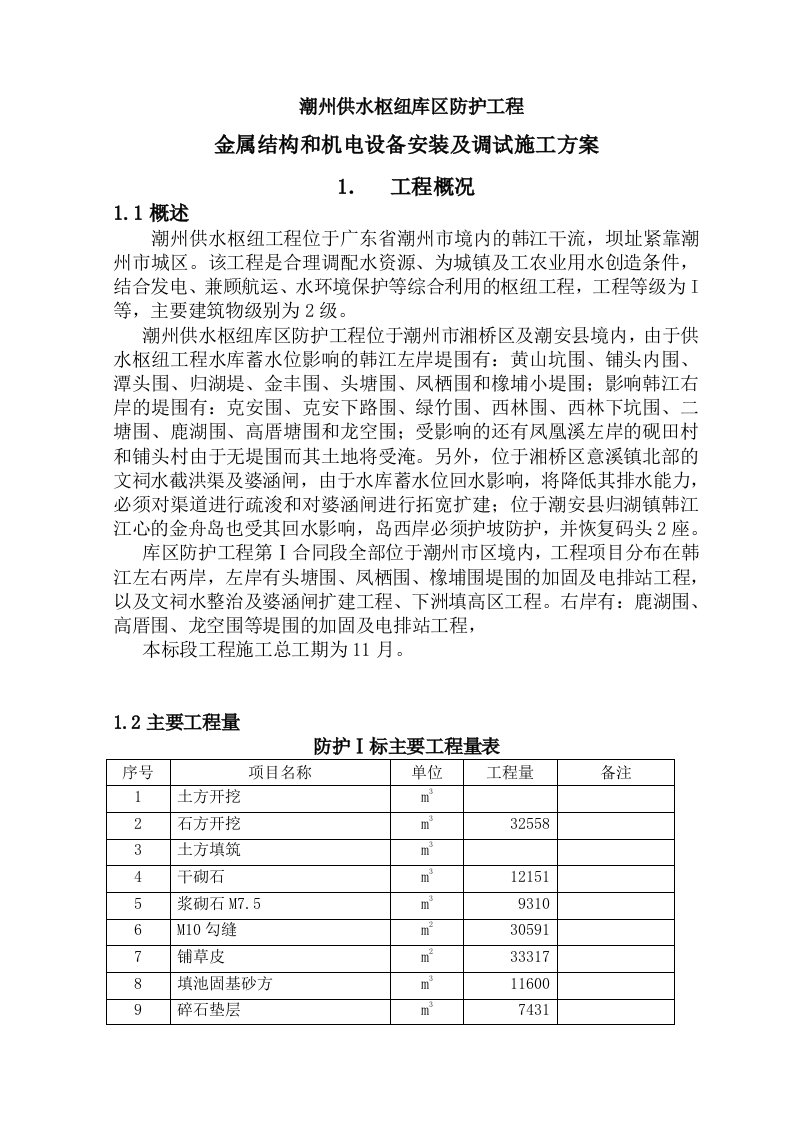 生产管理--金属结构和机电设备安装及调试施工方案