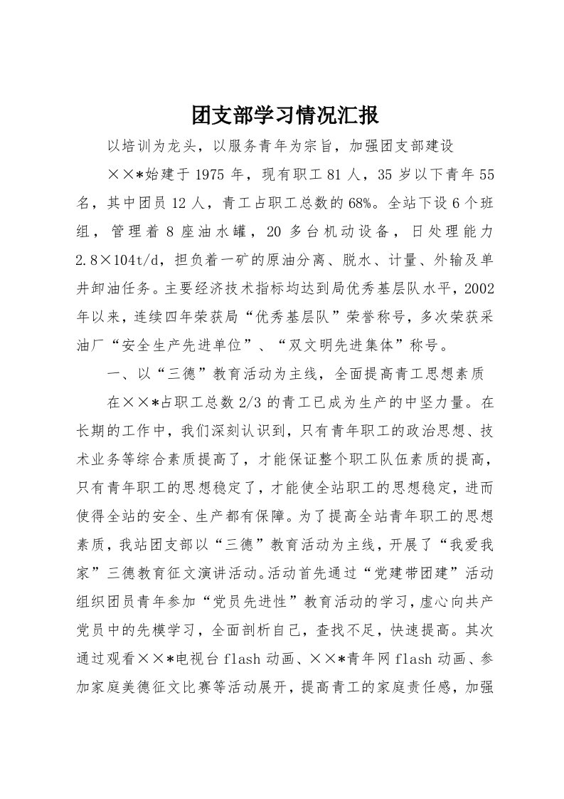 团支部学习情况汇报