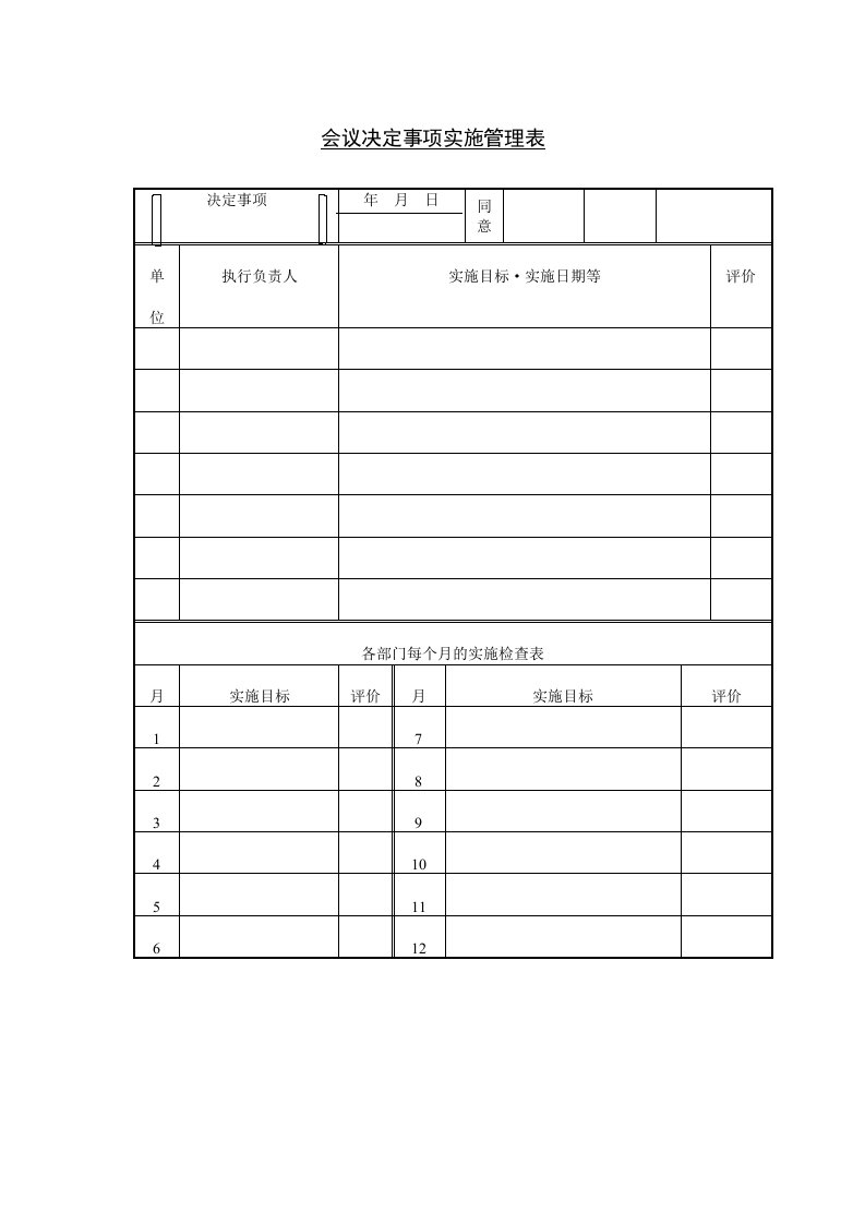 【管理精品】C130416-会议决定事项实施管理表