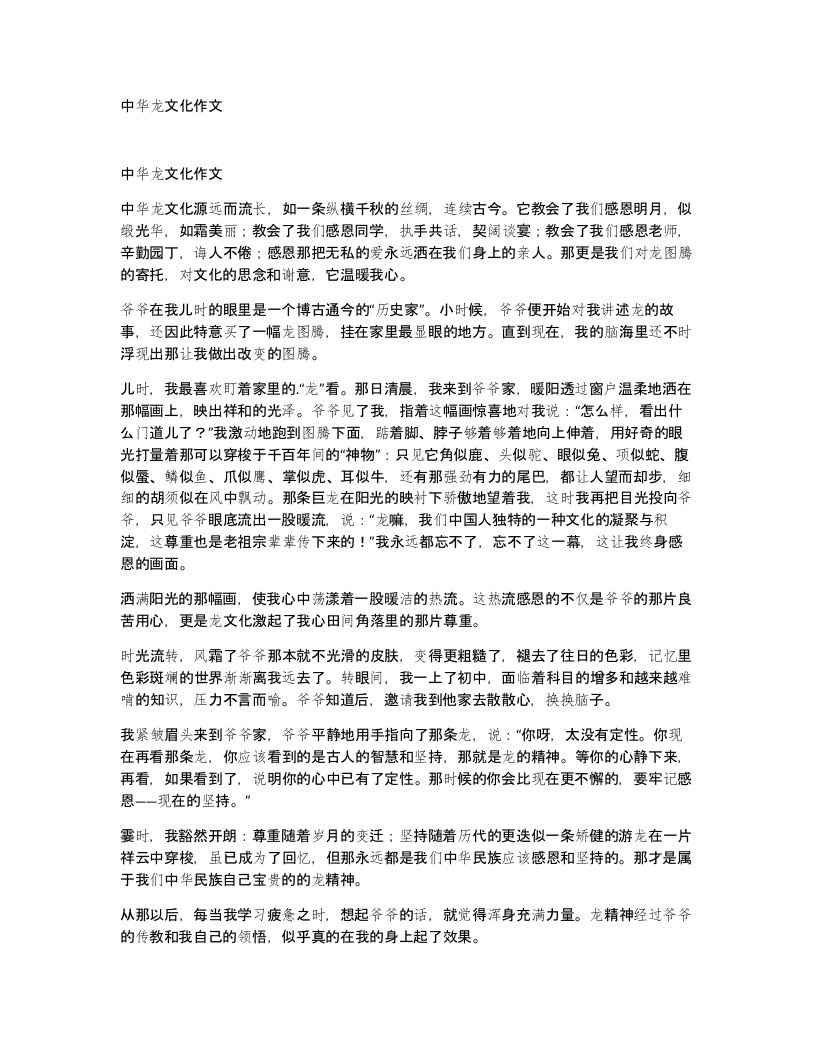 中华龙文化作文