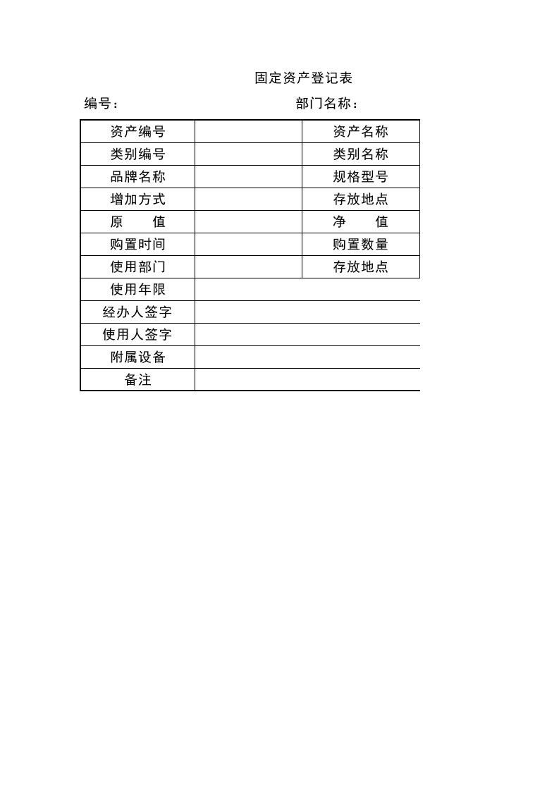 企业管理-0103财税工具：固定资产登记表V1