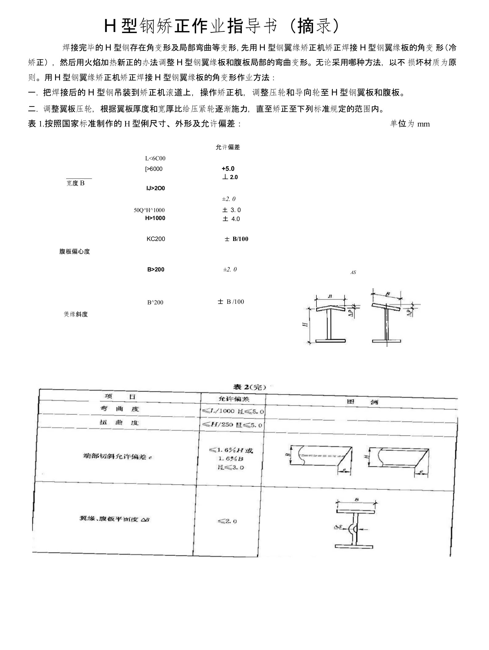 H型钢矫正作业指导书