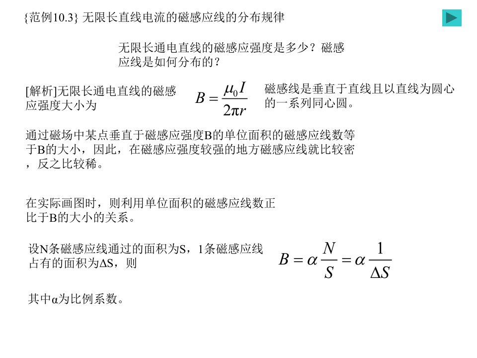 恒磁场之无限长直线电流的磁感应线的分布规律