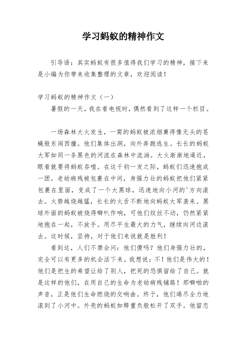 学习蚂蚁的精神作文