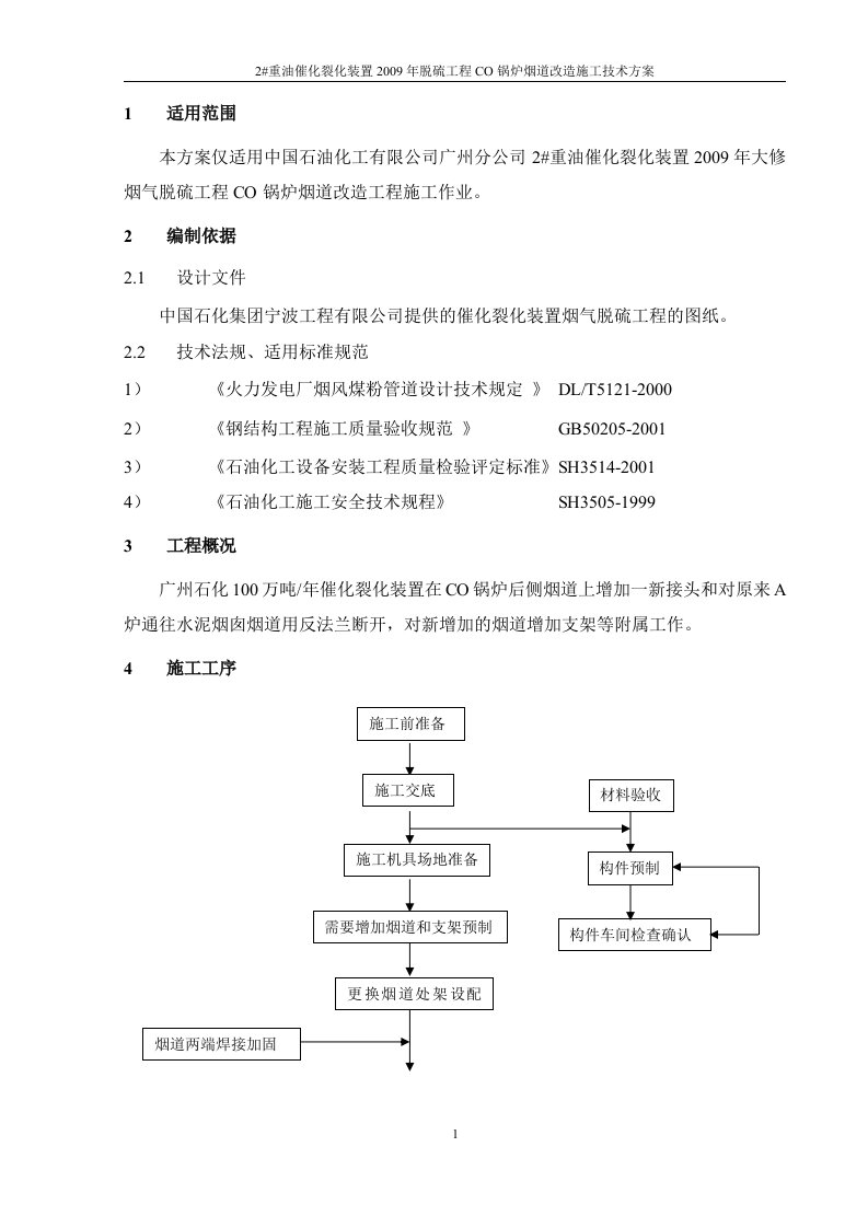 脱硫工程CO锅炉烟道改造施工技术方案