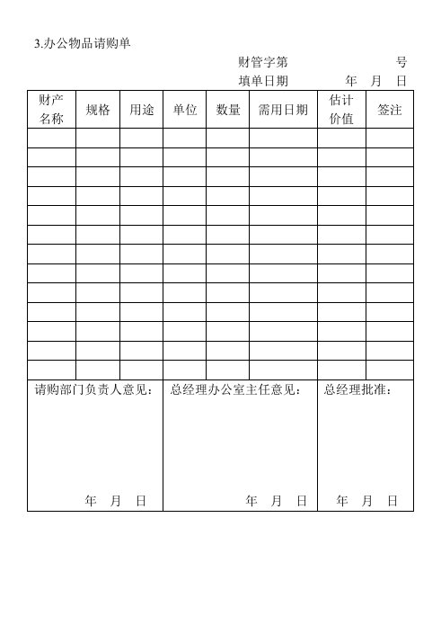 企业管理-03办公物品请购单