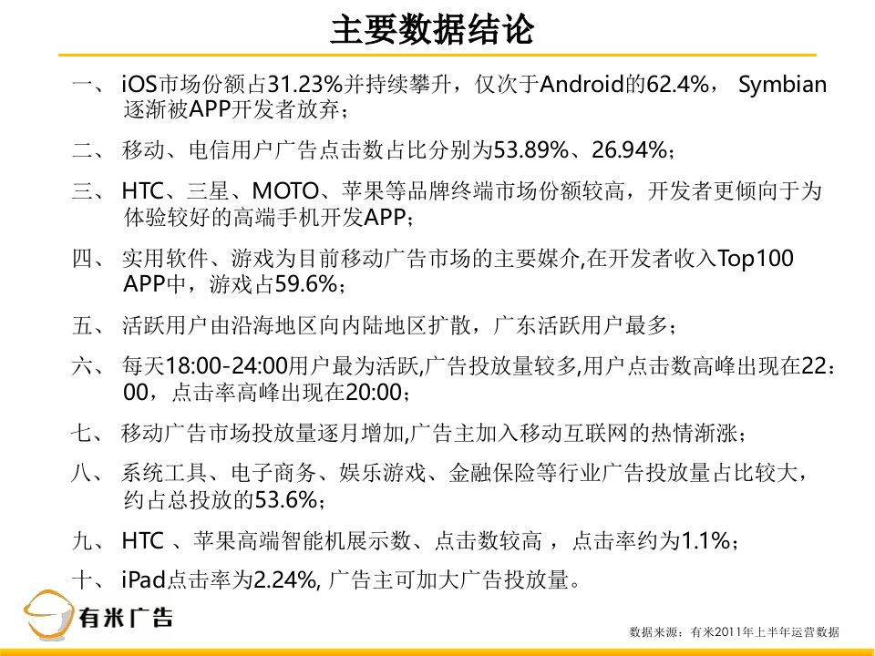 有米广告上半年移动互联网广告数据报告