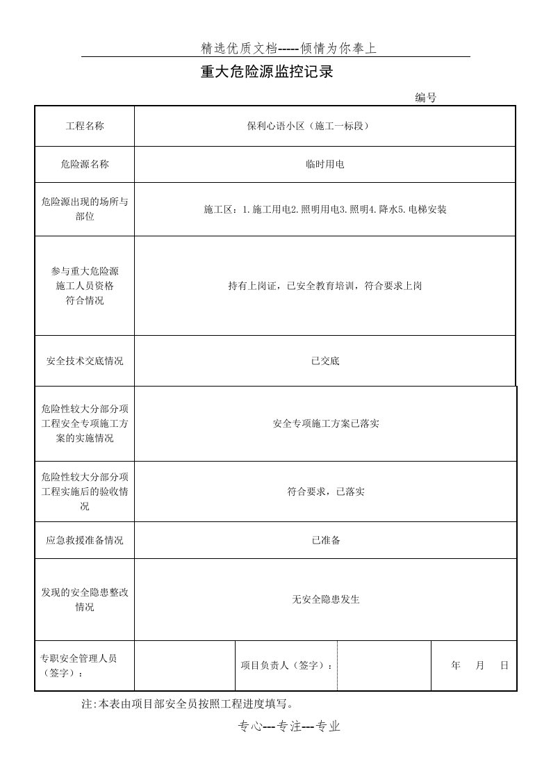 建筑工程重大危险源监控记录(共10页)