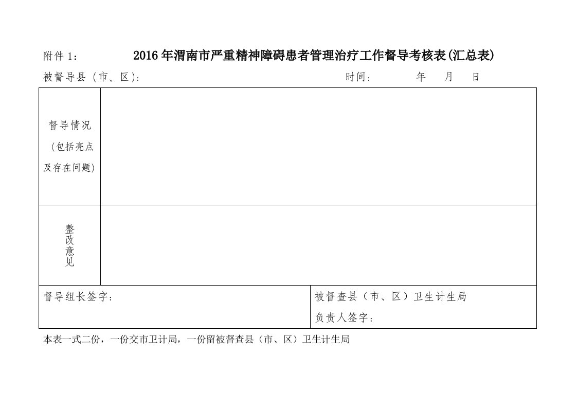 严重精神障碍管理治疗工作督导表格