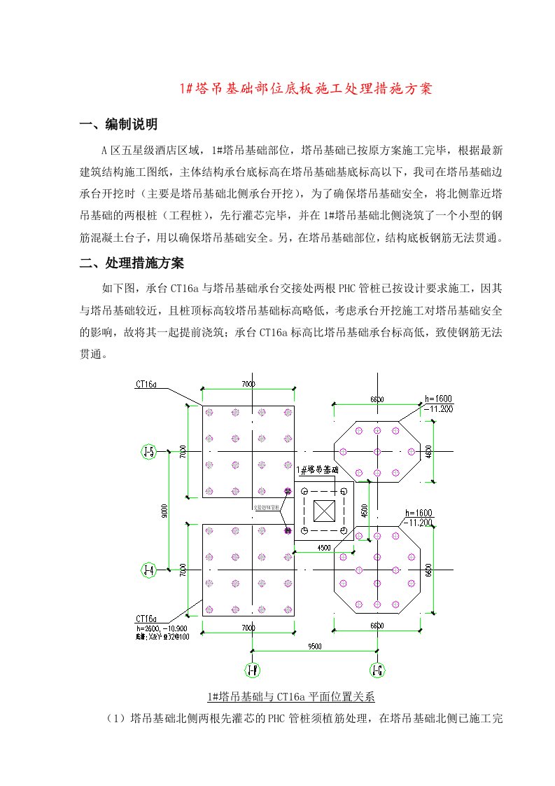 塔吊基础承台与底板承台交接处理施工方案