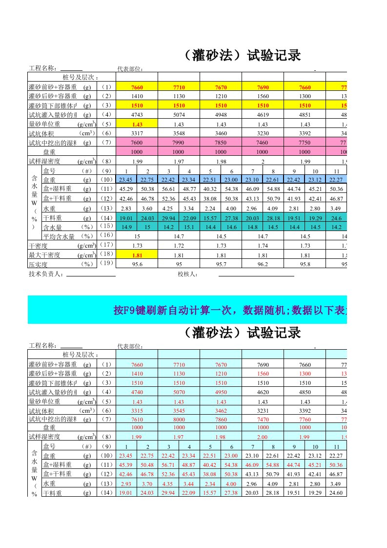 灌砂法数据表1