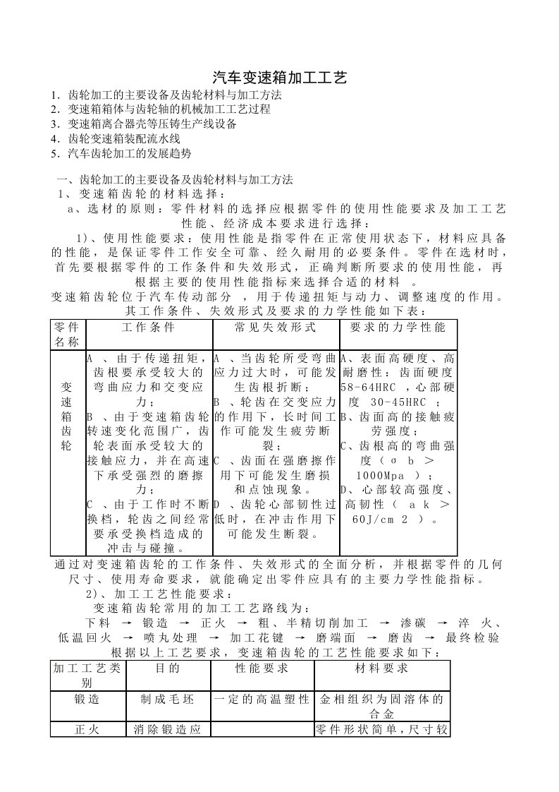 汽车变速箱加工工艺