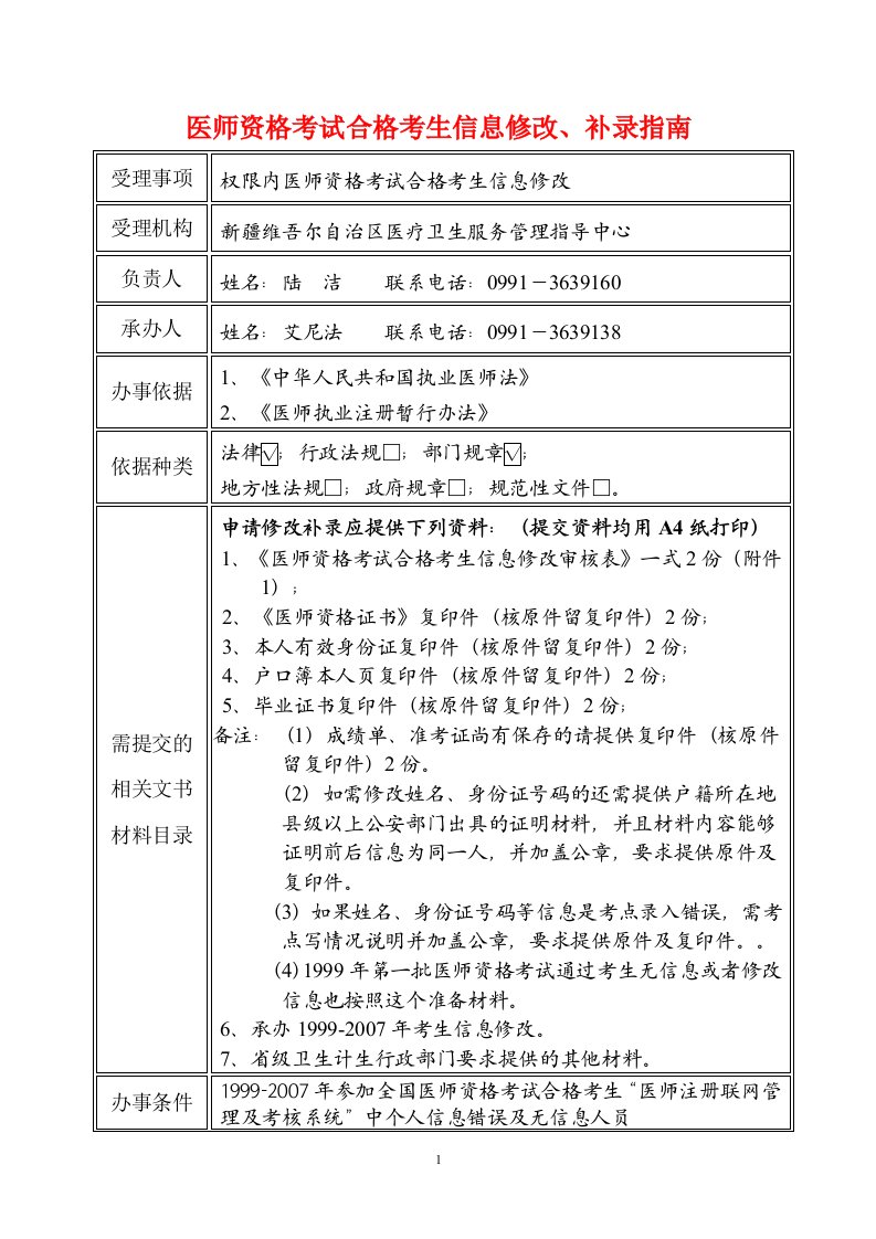 医师资格考试合格考生信息修改、补录指南