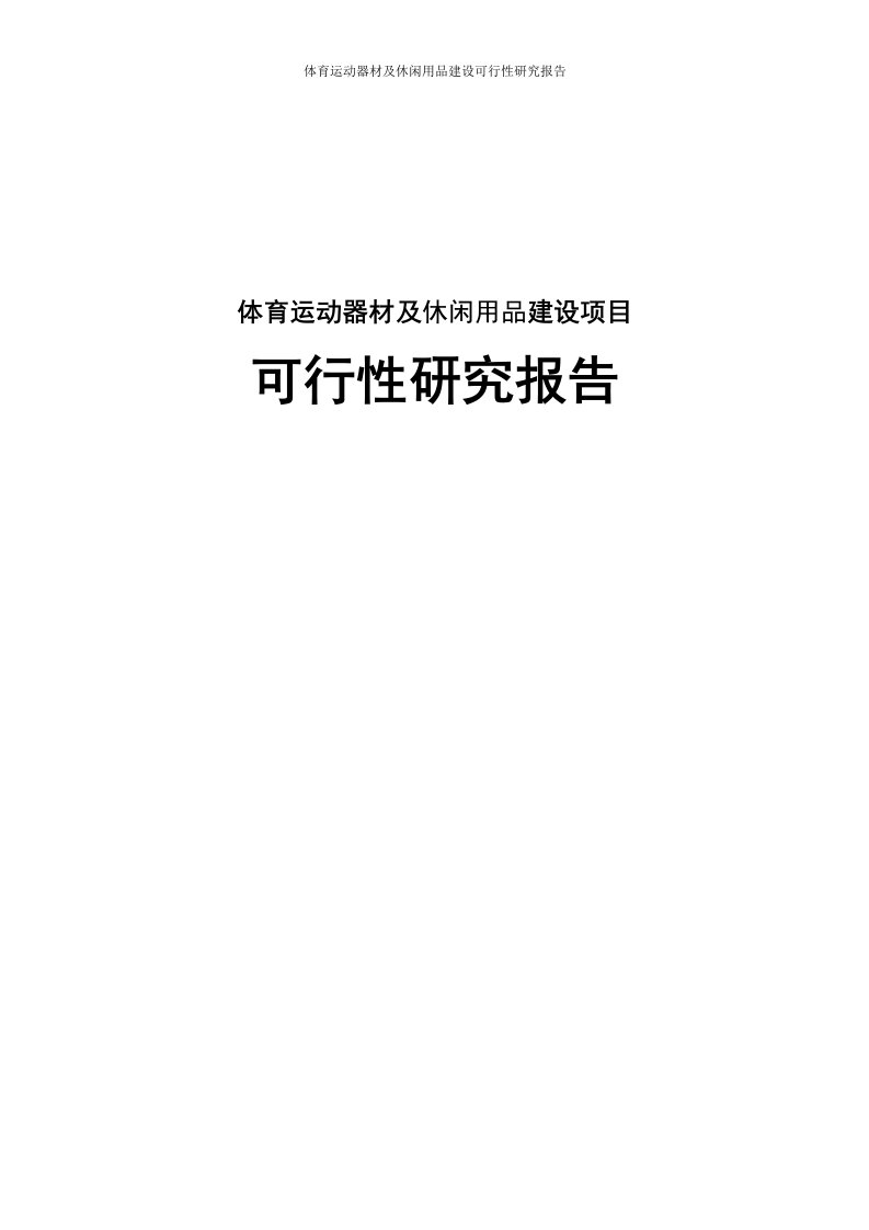 体育运动器材及休闲用品建设可行性研究报告