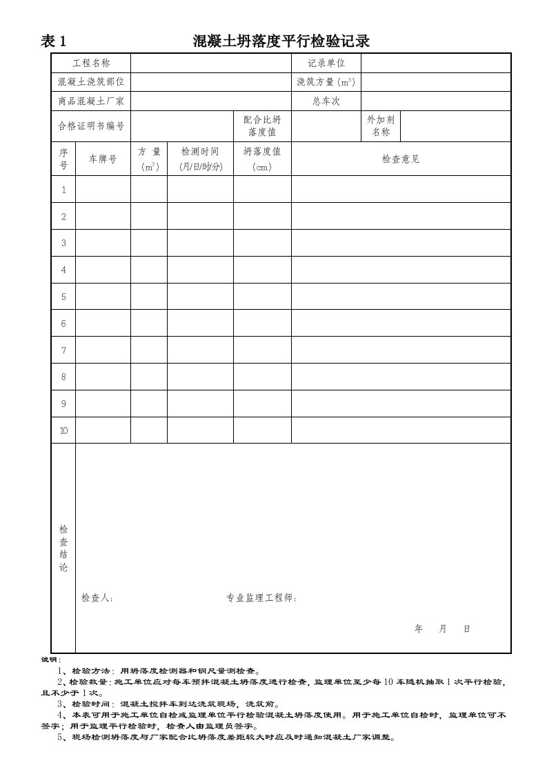 市政工程监理平行检验表格(参考版)