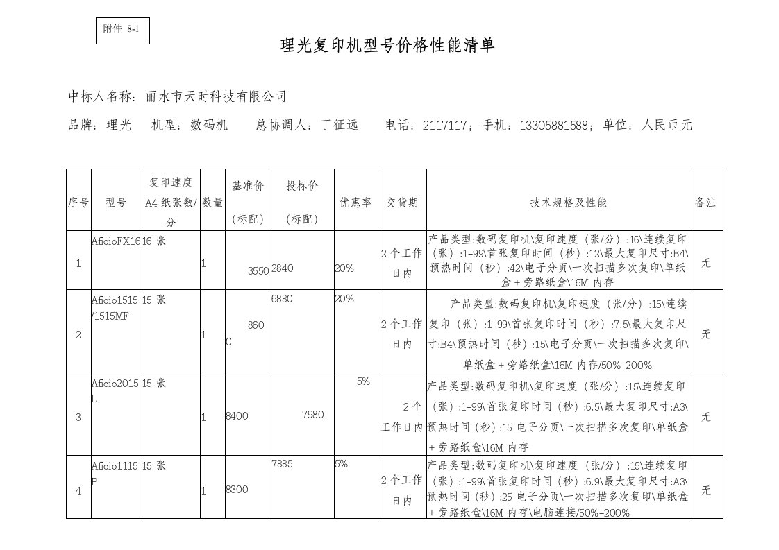 理光复印机型号价格性能清单