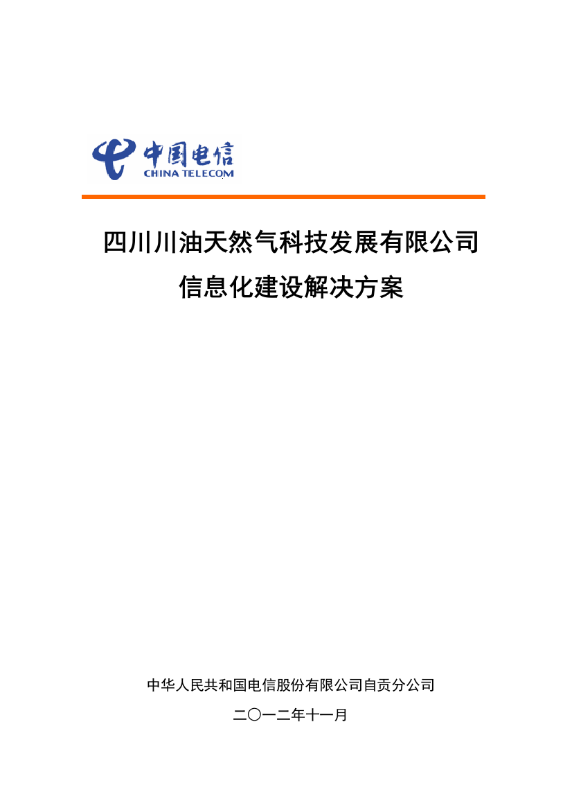 四川川油天然气科技发展有限公司信息化建设解决方案样本