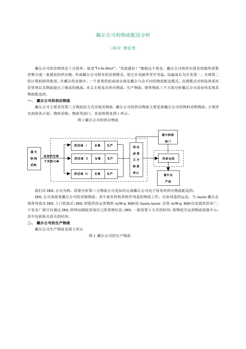 戴尔公司的物流配送分析