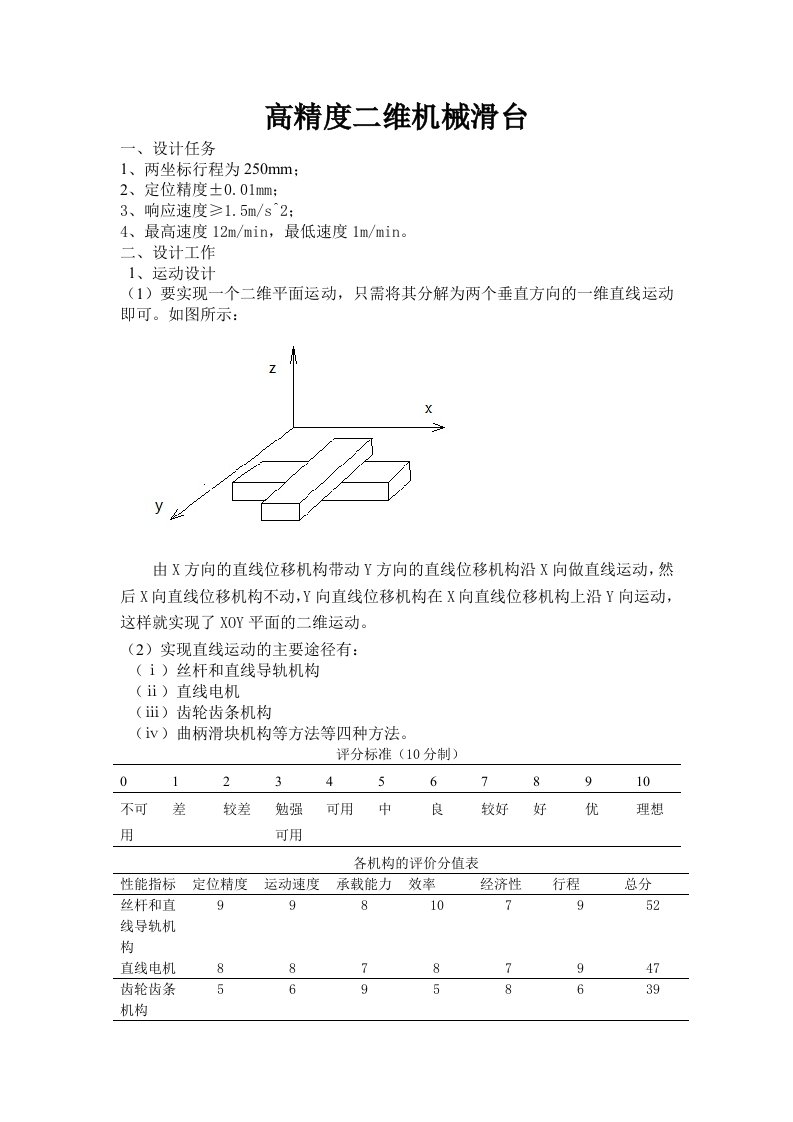 二维机械滑台设计指导书草稿