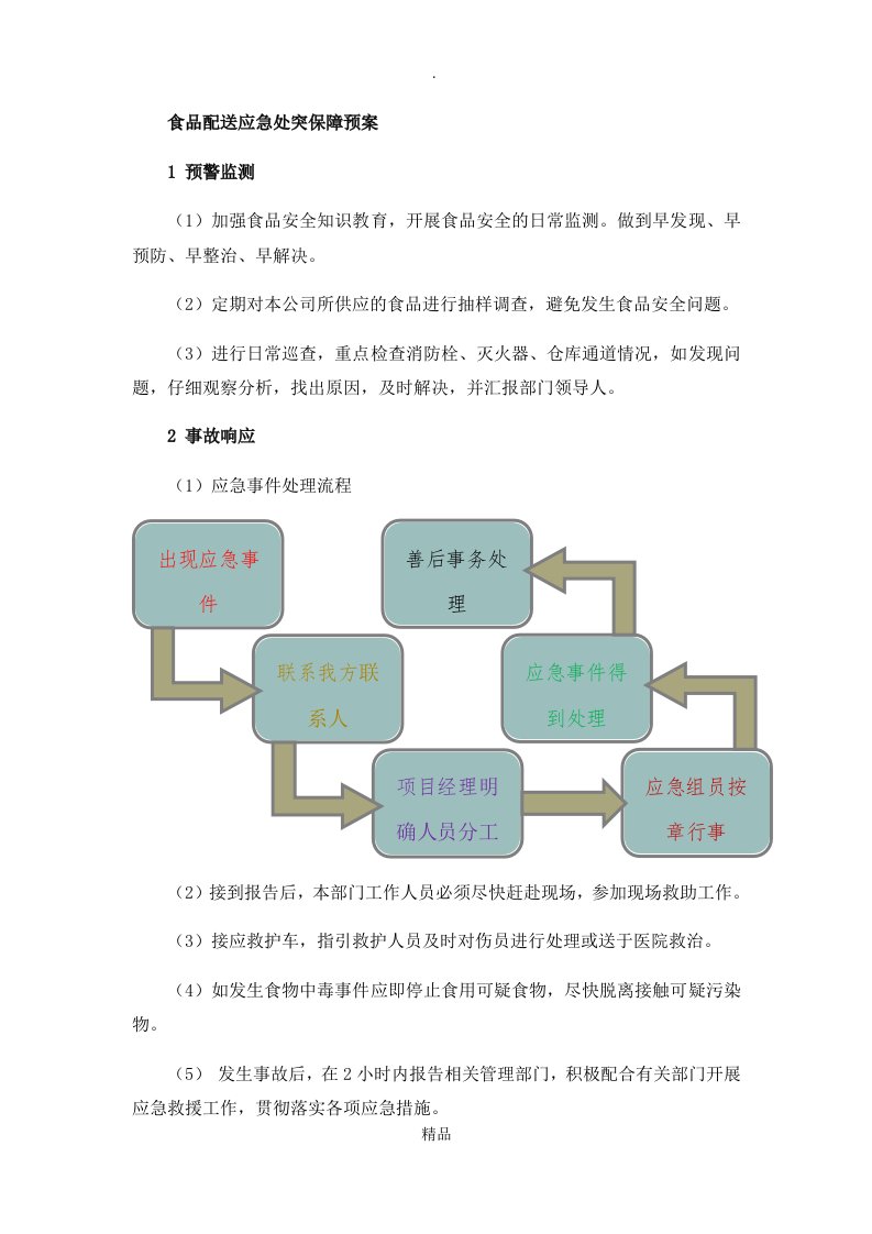 食品配送应急处突保障预案