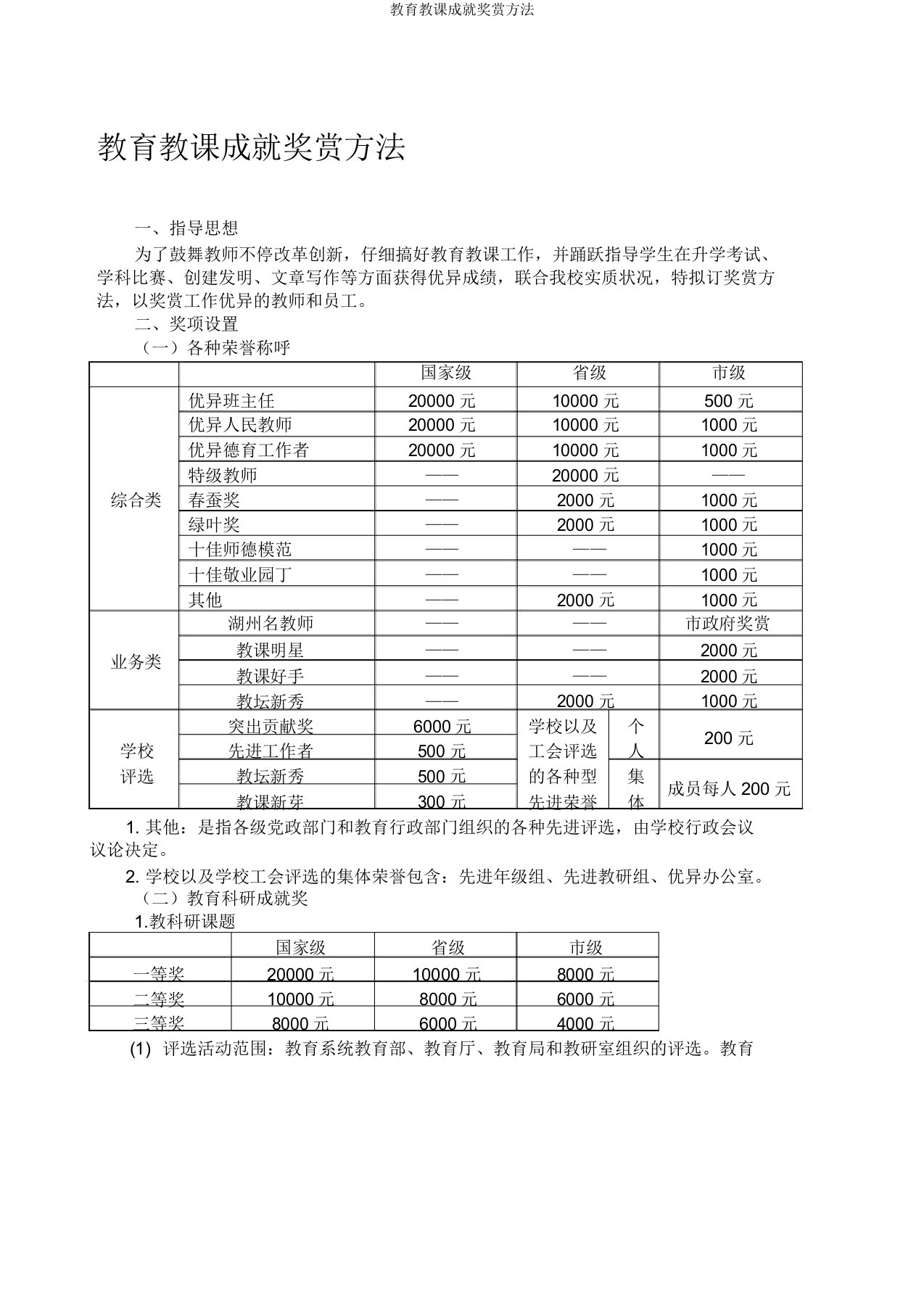 教育教学成果奖励办法