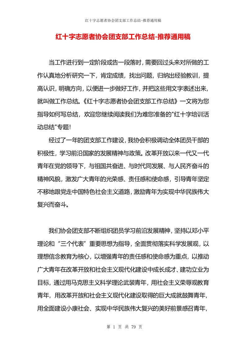 红十字志愿者协会团支部工作总结