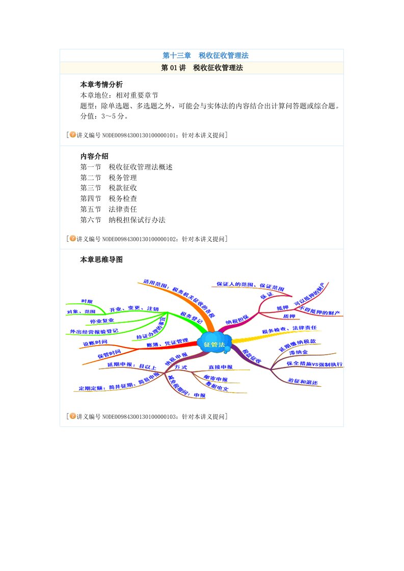 税法基础班奚卫华讲义-第十三章税收征管法