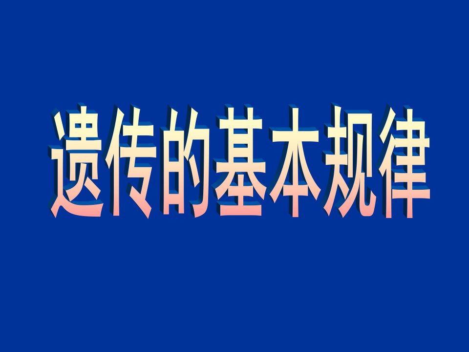 高中生物遗传定律PPT课件