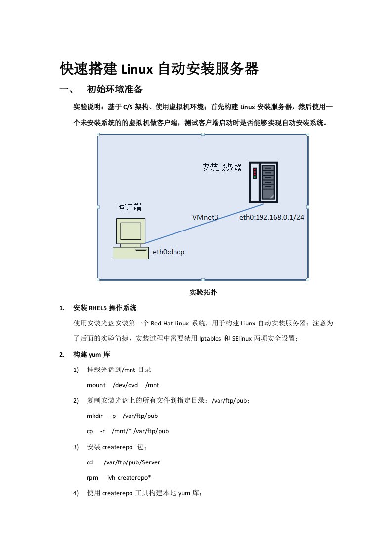 快速搭建Linux自动安装服务器-实验手册(完整版)