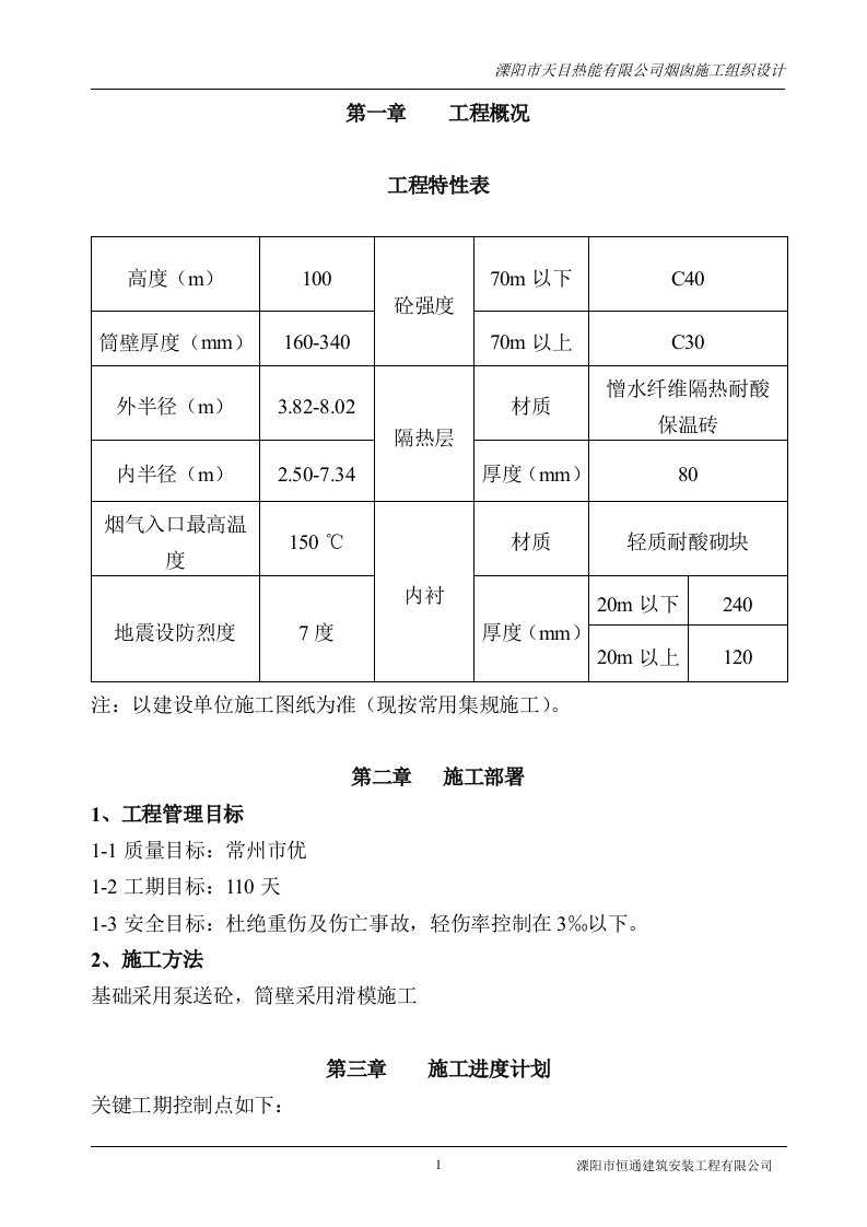 昆仑热电烟囱施工组织设计