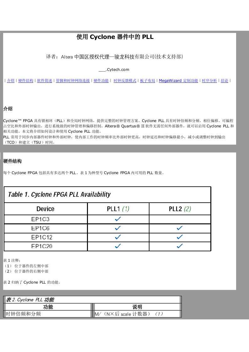 使用Cyclone器件中的PLL