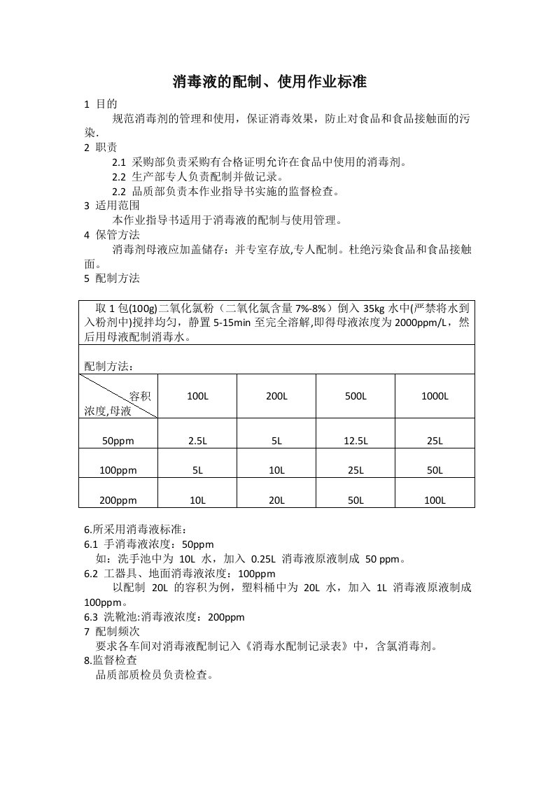 消毒液的配制