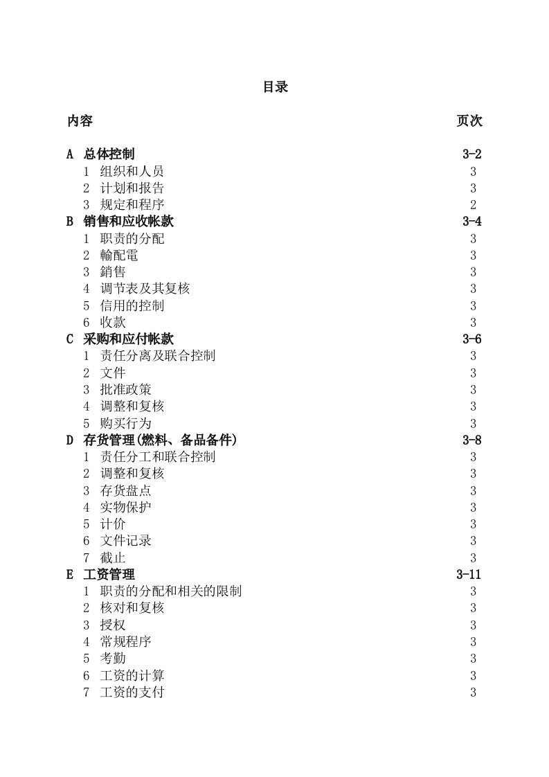 企业内部控制调查问卷