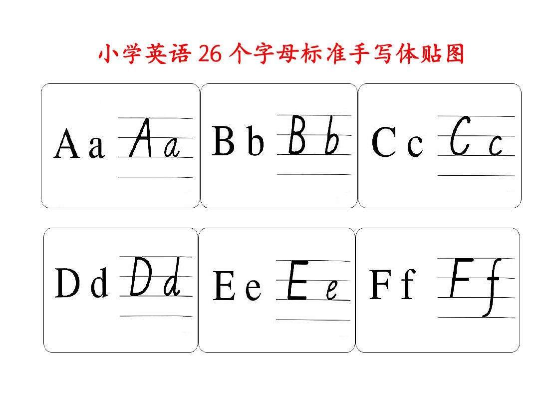 小学英语26个字母标准手写体贴图