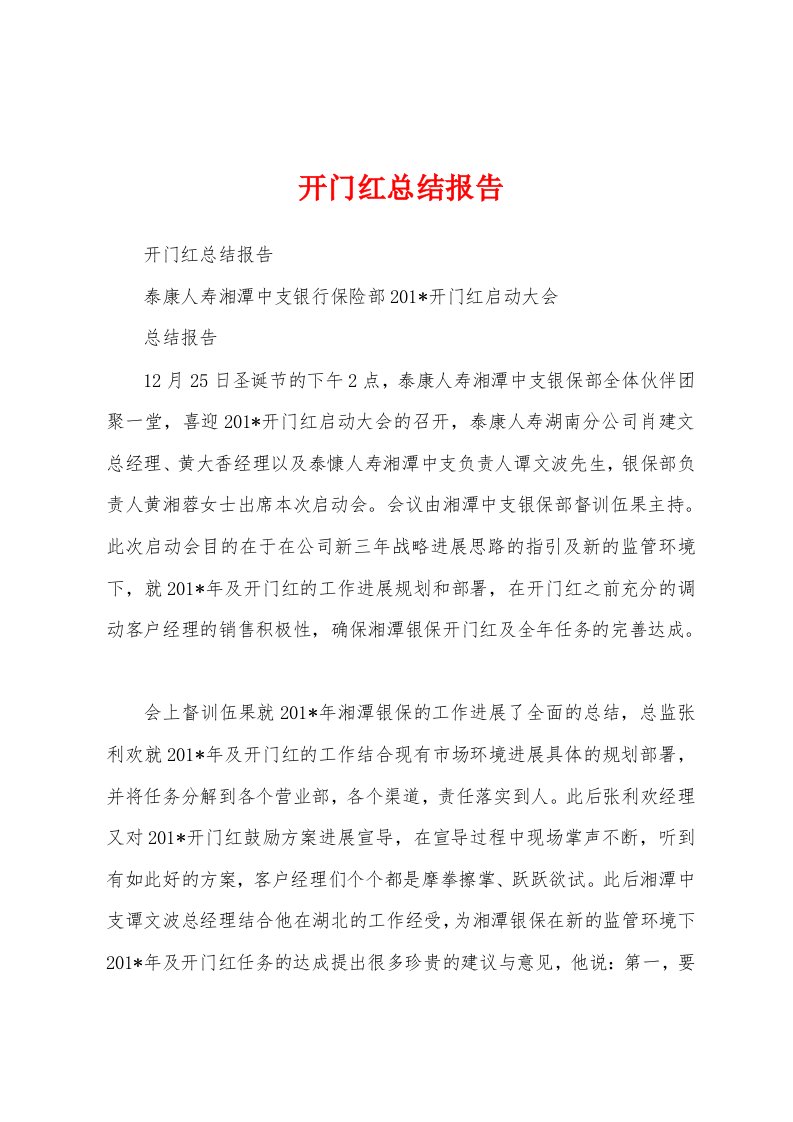 开门红总结报告