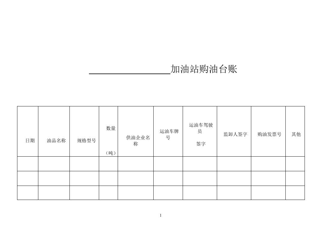 加油站购油台账