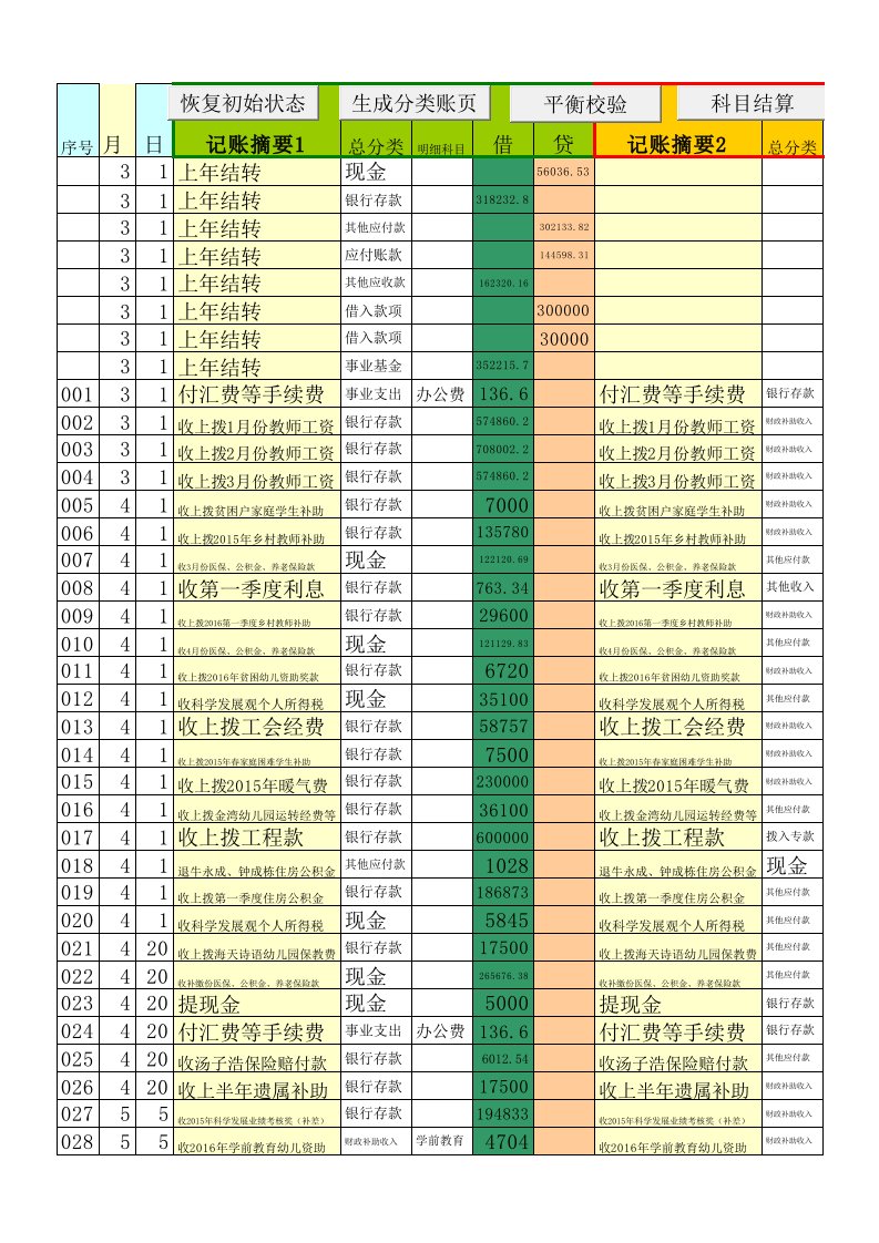 事业单文档资料位简易会计记账系统