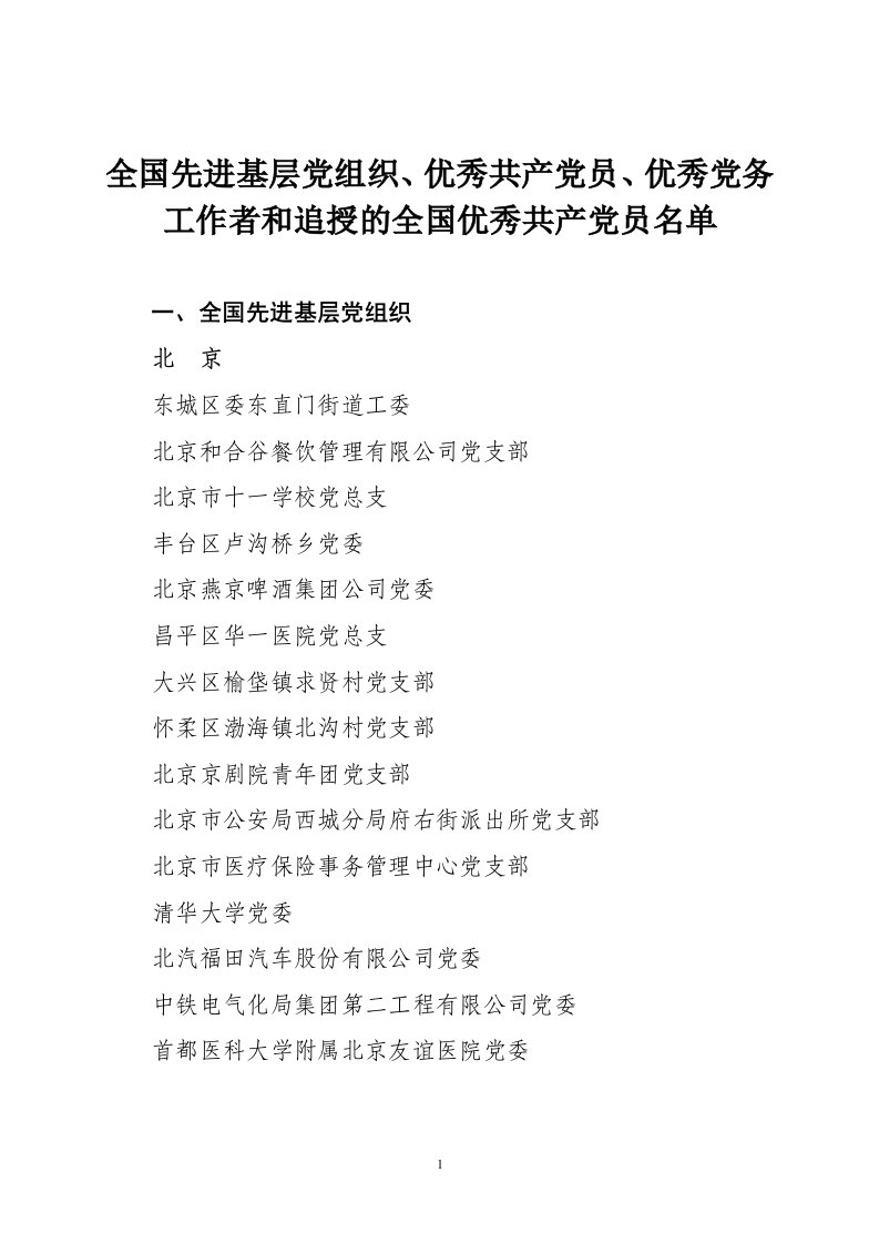 全国先进基层党组织、优秀共产党员、优秀党务-中