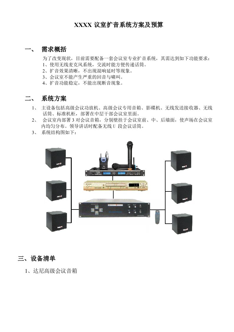 会议室扩音系统技术方案