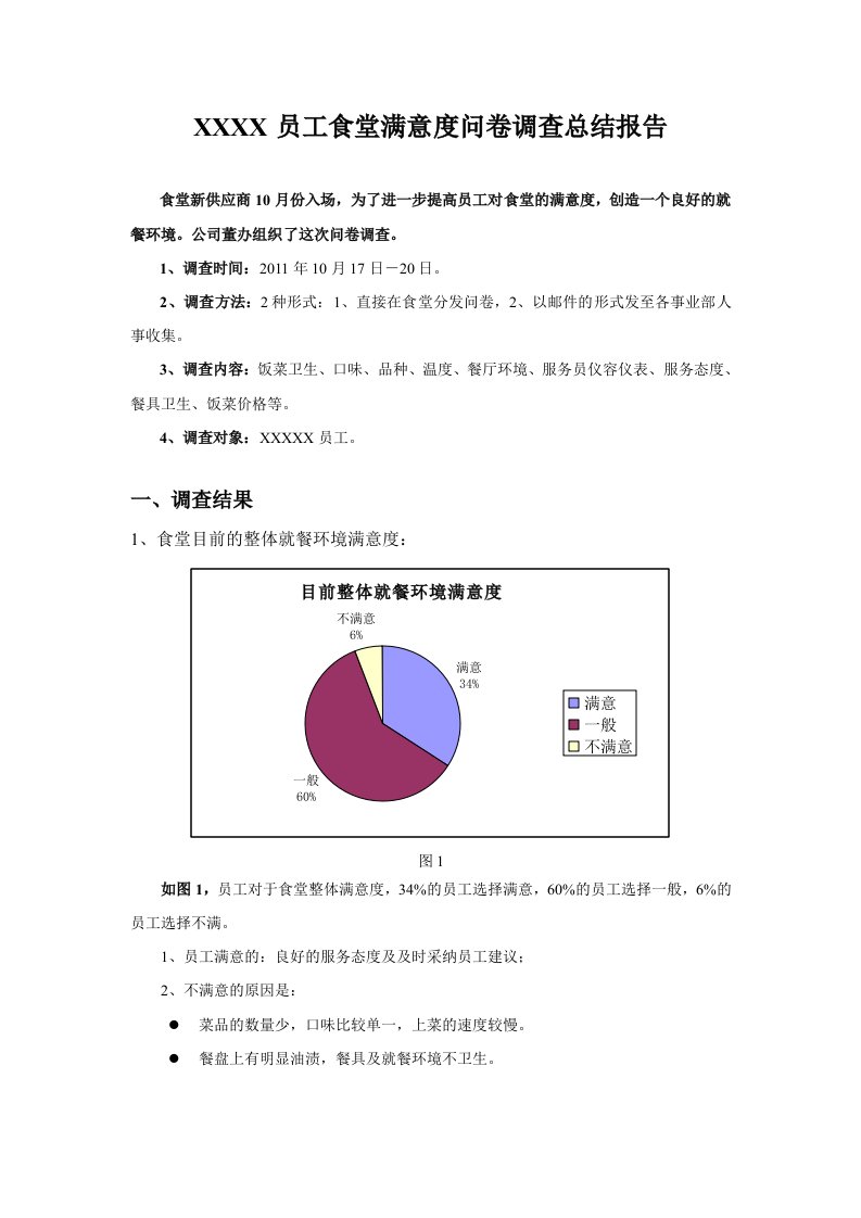 食堂满意度调查总结